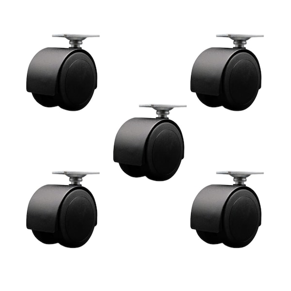 Service Caster 2-3/8'' Floor Safe Black Hooded Twin Wheel Caster Top Plate, 5PK SCC-TP02S60D-NYU-FB-TP2-5 - main